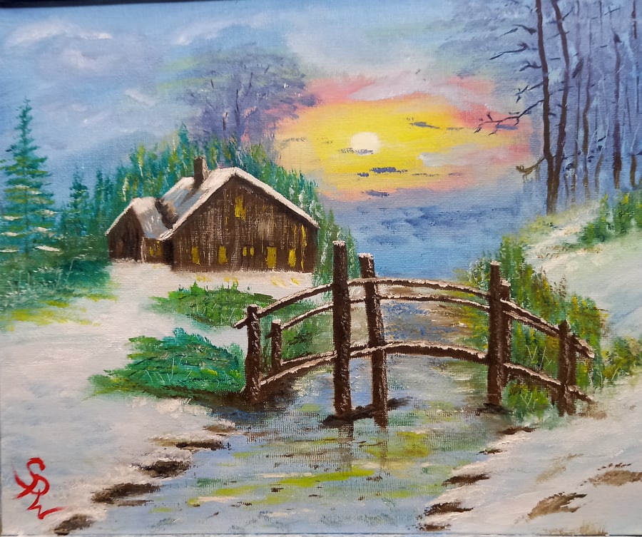 Winter Oil Painting Hanging Decoration FREE POSTAGE 