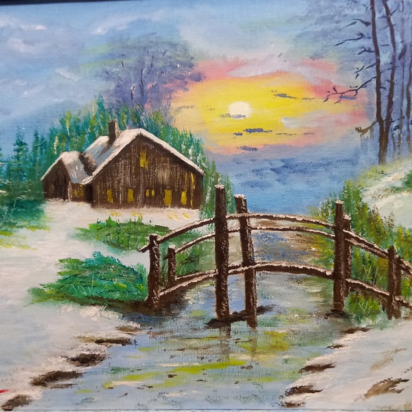 Winter Oil Painting Hanging Decoration FREE POSTAGE 