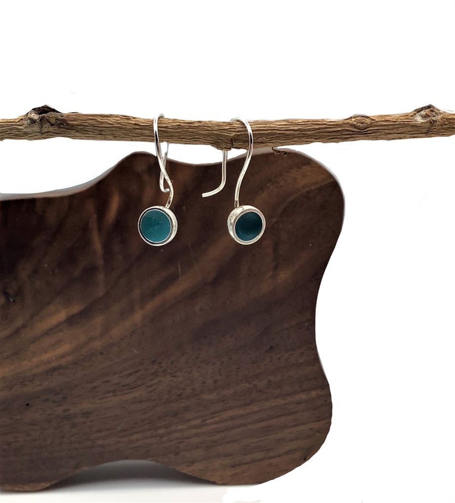 Sterling silver and turquoise enamel earrings