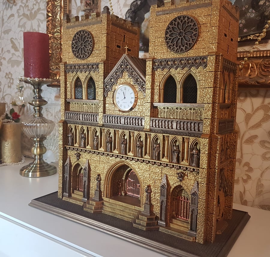 Mantel clock, Decorative clock, Candle holder, Church with clock