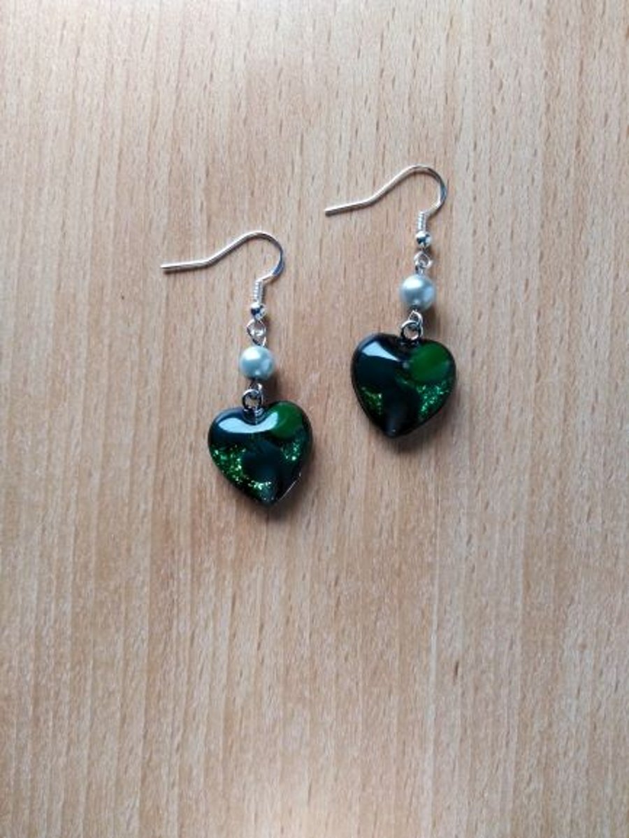 Beautiful green heart earrings