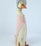 Sculpture Ceramic Puddle Duck, animals, dressed in pink summer wrap & bonnet - Image 1