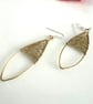 Polished Brass Oval Earrings with delicate wire weaving. - Image 3