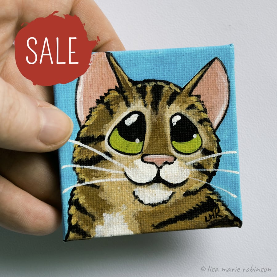SALE - Tabby Cat Mini Canvas Magnet