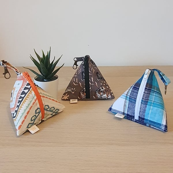 Handmade pyramid coin pouch, airpod holder.