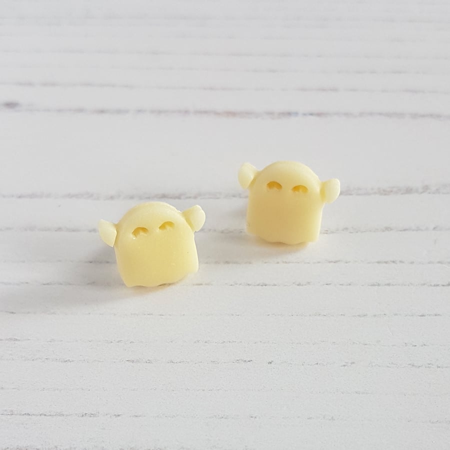 NEW Mini cute ghost earrings - glow in the dark or glitter, choose your finish