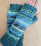 Fingerless Gloves - Hand Knitted - Monet Water Lillies  - Image 1