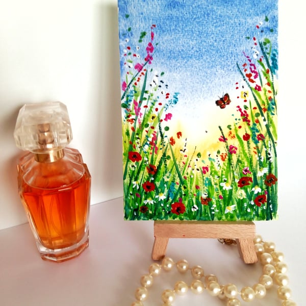 Meadow Flowers small original painting 