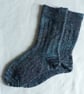 Hand-cranked Knitted Ribbed Wool Socks Size 4 to 5 - Image 2