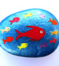 Colourful Fish Painted on Pebble, Kids Gift, Stone Art Magnet (optional)