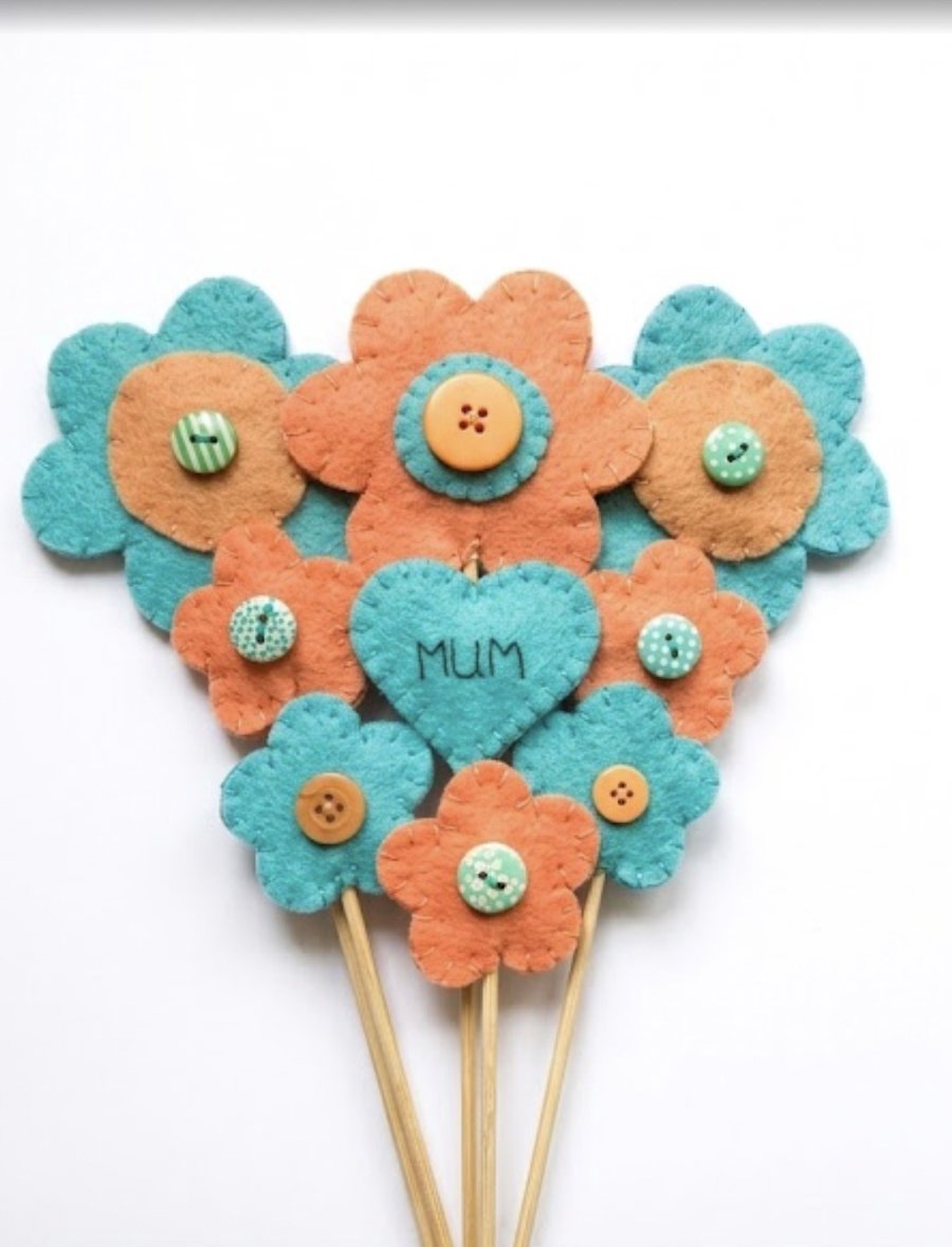 Image of Hand made felt flower bunch 