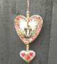 Floral  Badger Hanging Clay Hearts FREE POSTAGE - Image 2