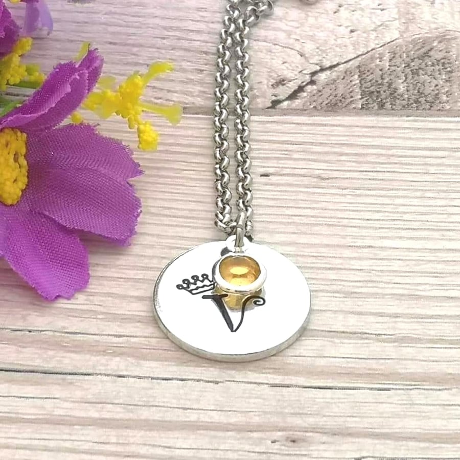 Child’s Initial Necklace With Birthstone Crystal - Personalised Girls Jewellery