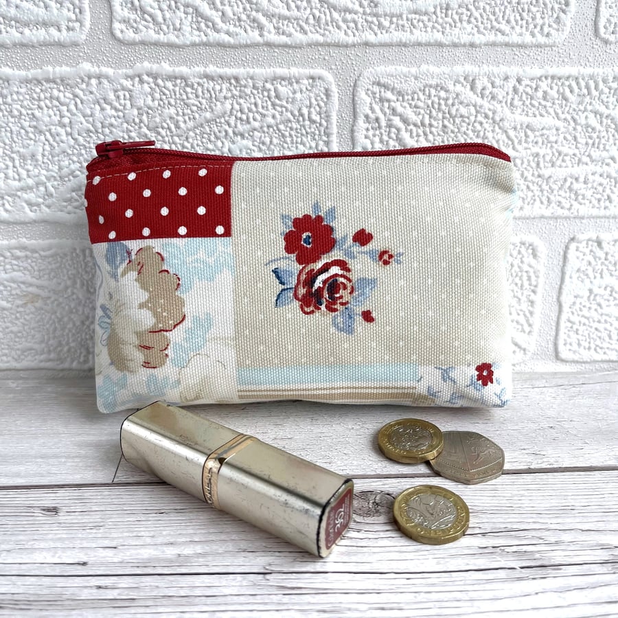 Coin Purse, Large Purse in Patchwork Print Fabric