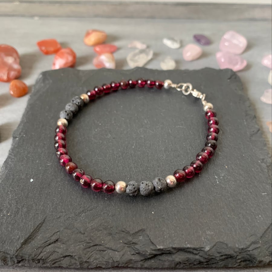 Essential Oil Diffuser Bracelet with Garnet