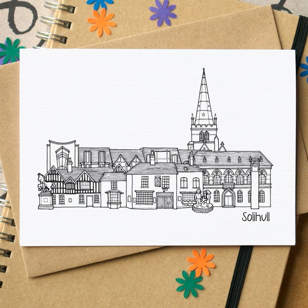 Solihull Skyline Greetings Card