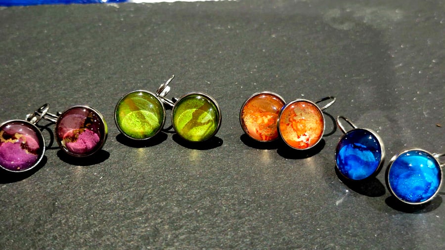 Various coloured alcohol ink earrings