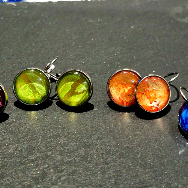 Various coloured alcohol ink earrings