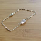 Dainty small rose quartz bracelet, sterling silver, minimalist gemstone bracelet