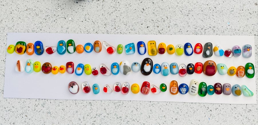 Fused glass birdies 