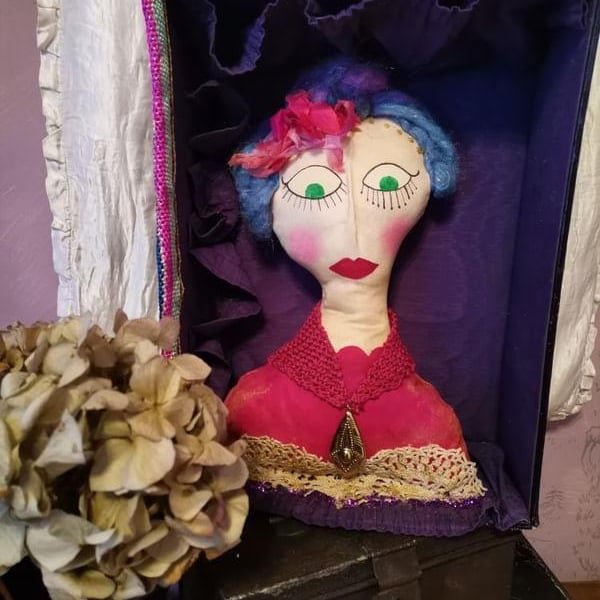 Fortune teller art doll, textile art doll, art doll, textile art