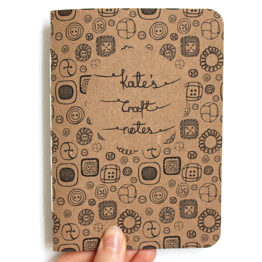Personalised craft notes hand bound recycled notebook