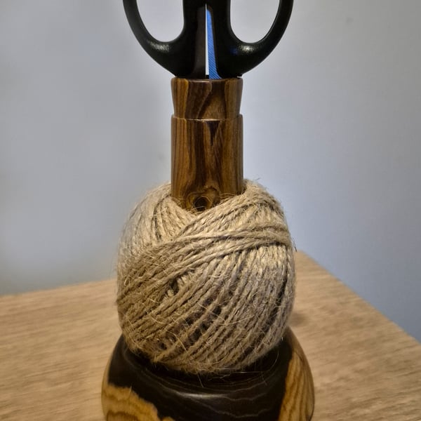 Wooden twine  and scissors holder