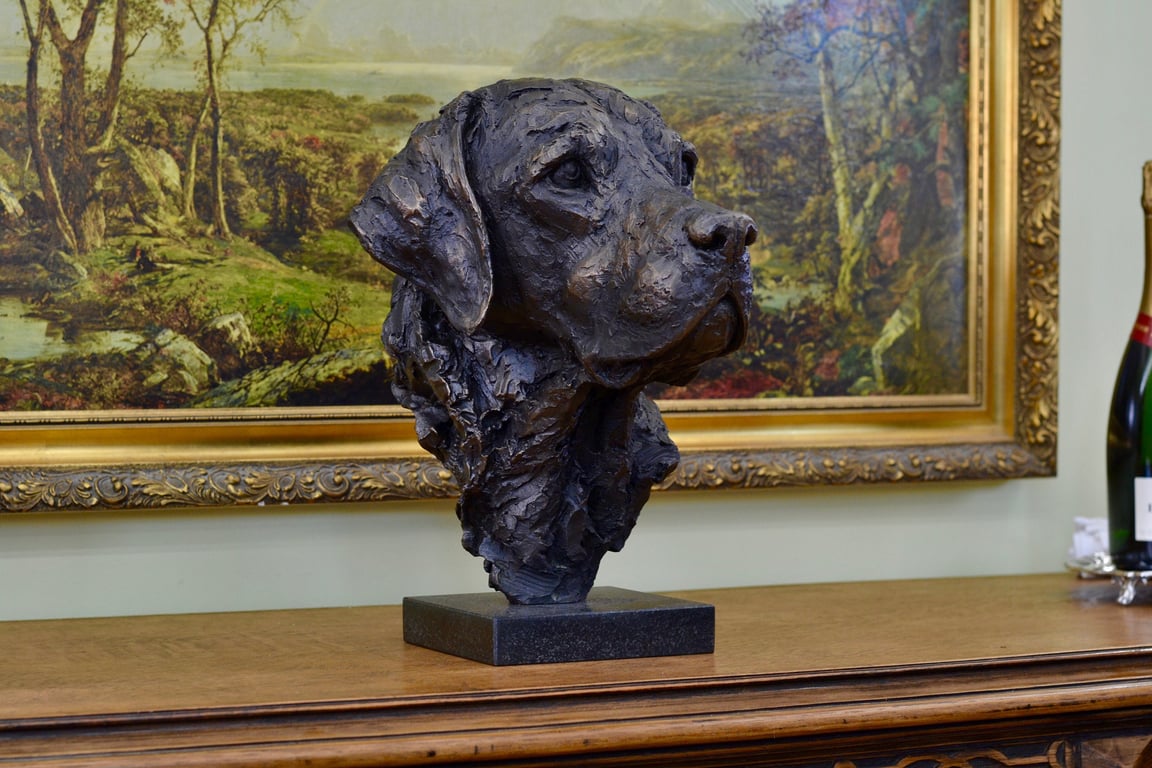 Labrador Portrait 3 Dog Statue Large Bronze Resin Sculpture