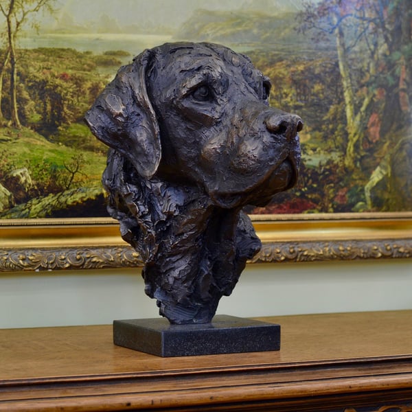 Labrador Portrait 3 Dog Statue Large Bronze Resin Sculpture