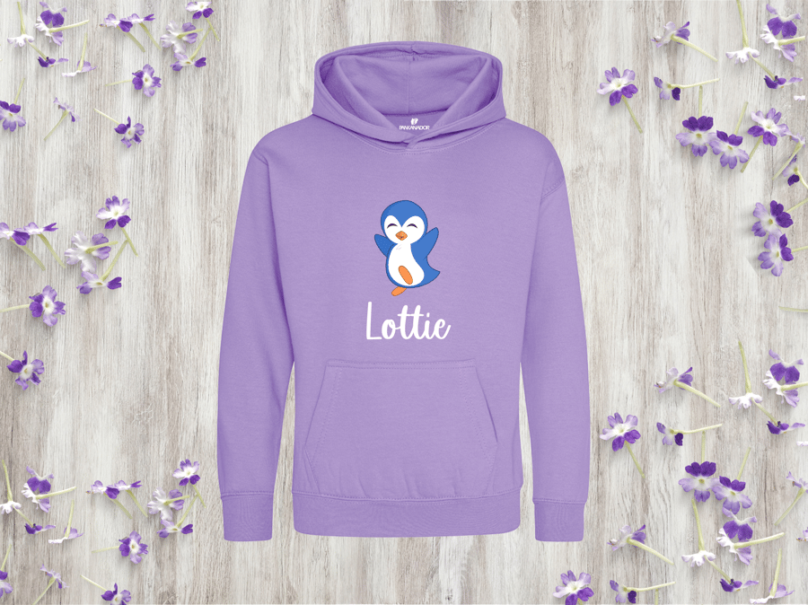 Personalised Penguin Hoodie For Children – Cute Animal Jumper With Name