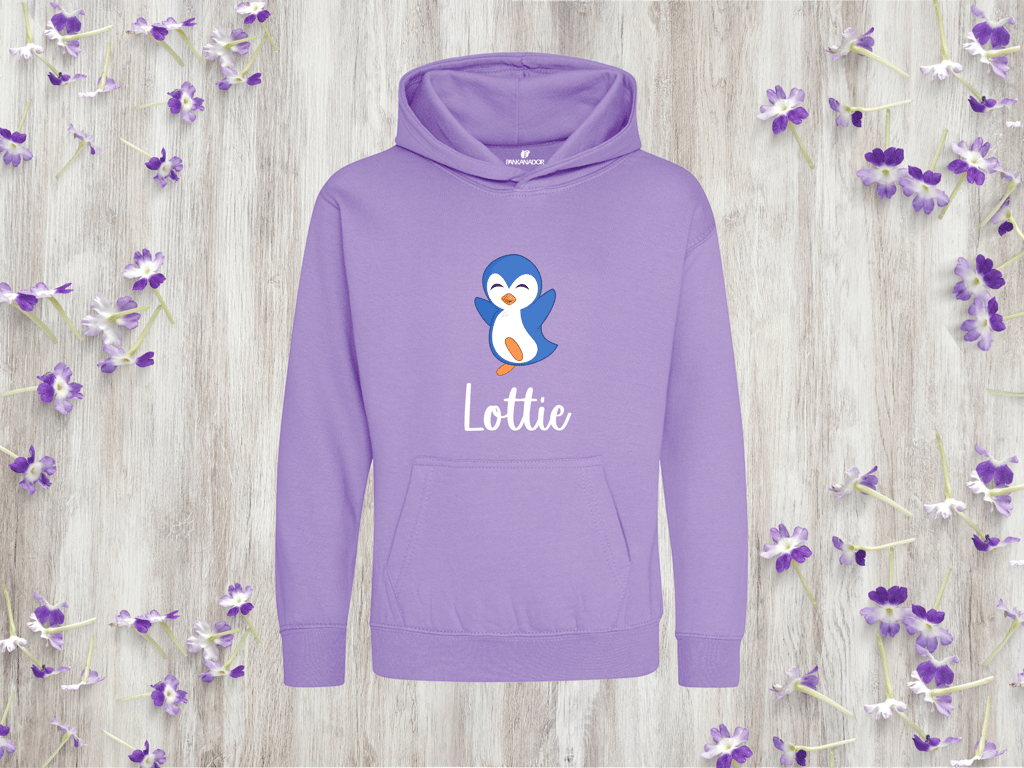 Personalised Penguin Hoodie For Children – Cute Animal Jumper With Name