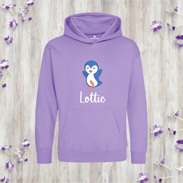 Personalised Penguin Hoodie For Children – Cute Animal Jumper With Name