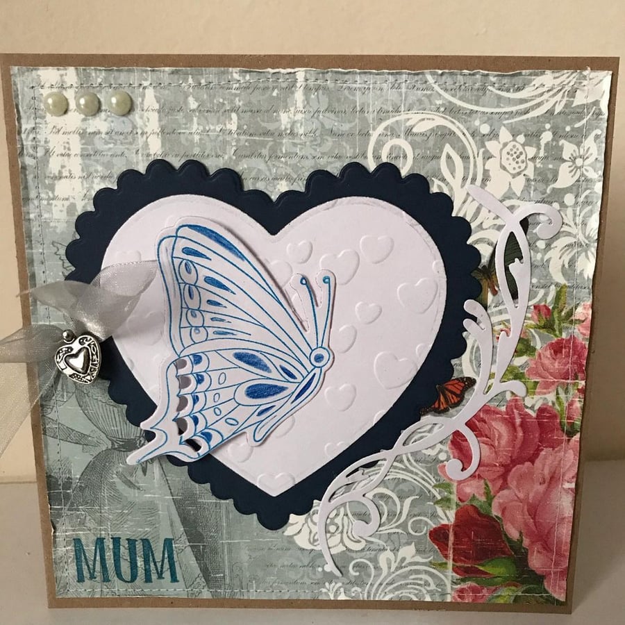Handmade Butterfly Mothers Day or Mum Birthday Card