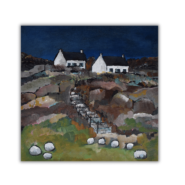 Ready to hang - Scotland - cottages - original acrylic painting