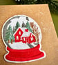 Christmas snow globe card embroidered winter cottage greeting traditional Xmas - Image 2