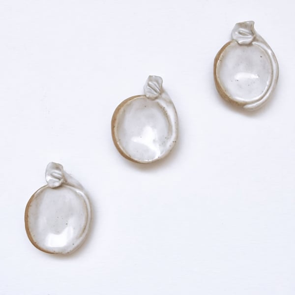 Handmade Off White Ceramic Calla Lily Worry Stone 