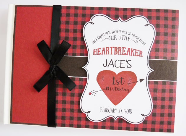  Little Heartbreaker boys Birthday guest book, boys birthday gift