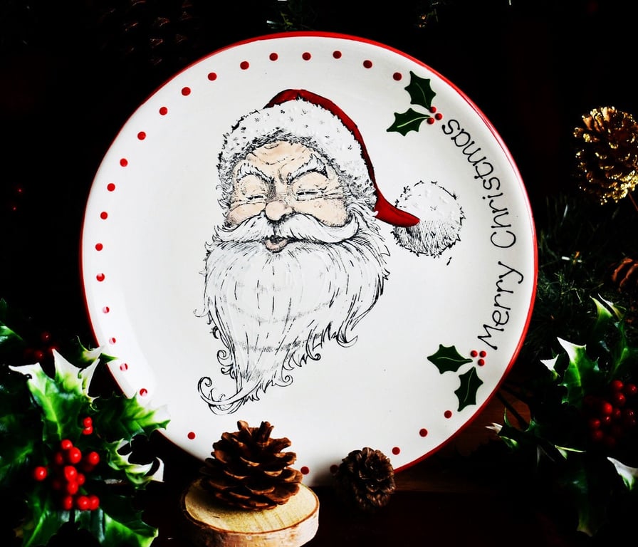 Vintage Santa Christmas Platter
