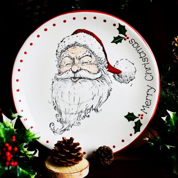 Vintage Santa Christmas Platter
