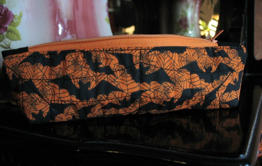 Cute Halloween batty zipped make up bag or pencil case