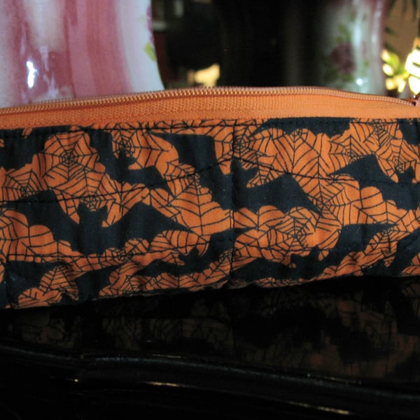 Cute Halloween batty zipped make up bag or pencil case