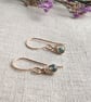 MOSS AGATE Dainty Wire Wrapped Earrings Sterling Silver 14K Gold Filled - Image 1