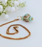 Soft Green Lampwork Glass Pendant Necklace on 18" Gold Tone Chain - Image 5