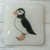 Puffin Fused Glass Coaster,  Drinks Coaster , Glass Drinks mat, Bird lover