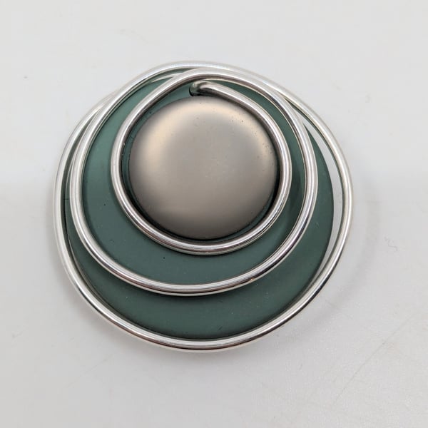 Swirly sage green modern brooch,contemporary coloured brooch, colourful accessor