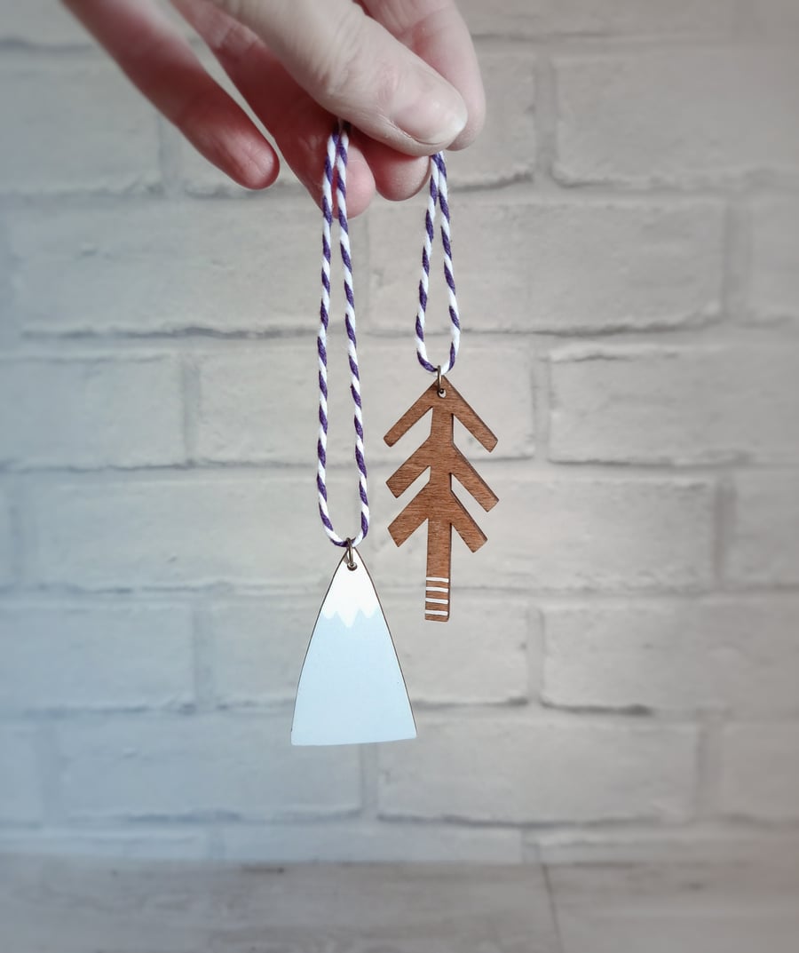 Wilderness Decoration, Mountain & Tree Decoration, Hanging Decoration, Winter