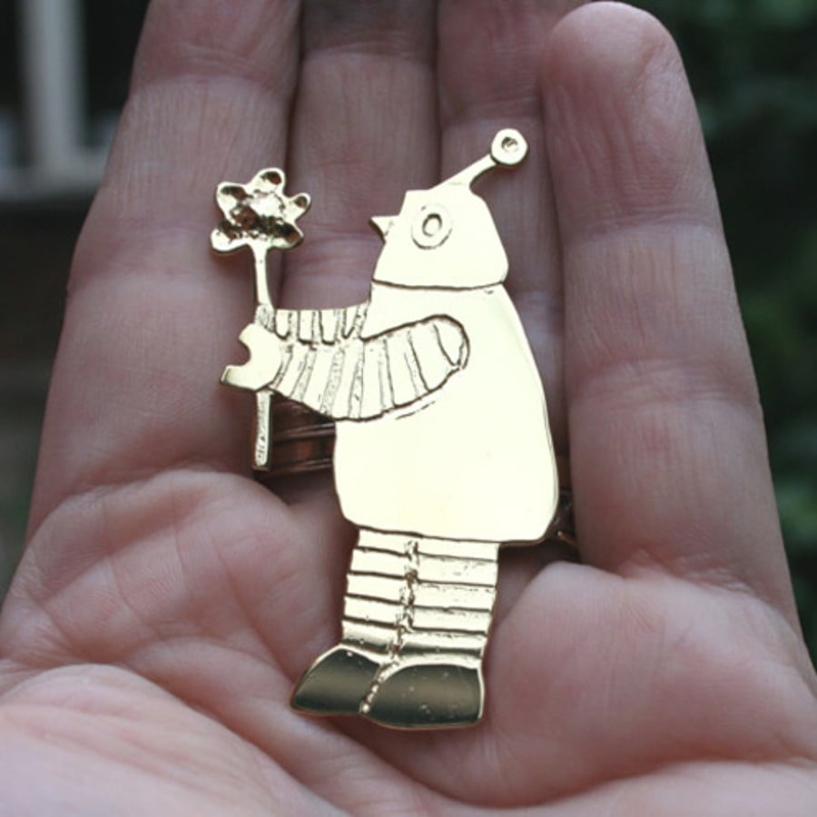 Romantic robot brooch