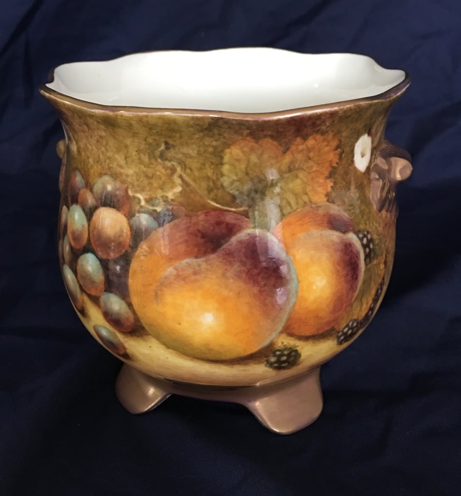 Worcester Fruit .Handpainted bone china planter by Christopher Hughes 