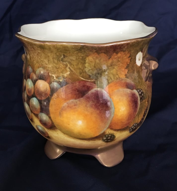 Worcester Fruit .Handpainted bone china planter by Christopher Hughes 