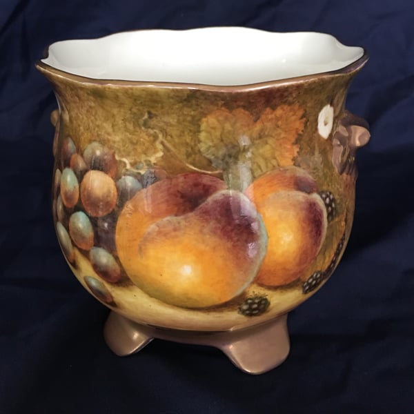 Worcester Fruit .Handpainted bone china planter by Christopher Hughes 